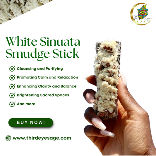 Cleanse with Tranquility – White Sinuata Flowers & White Sage Smudge Stick