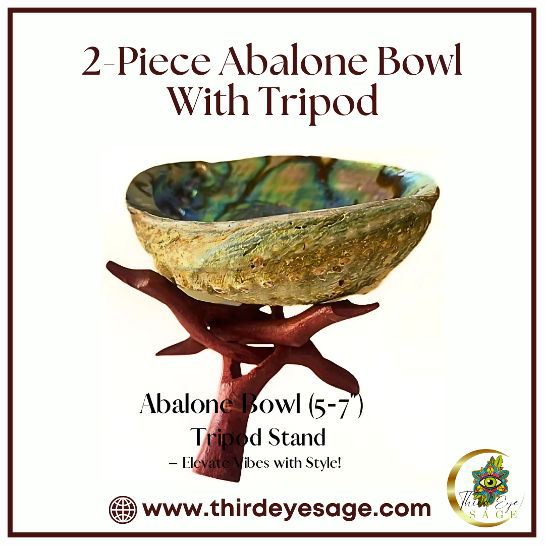 Sacred Beauty and Functionality with Our 2-Piece Abalone Bowl with Tripod