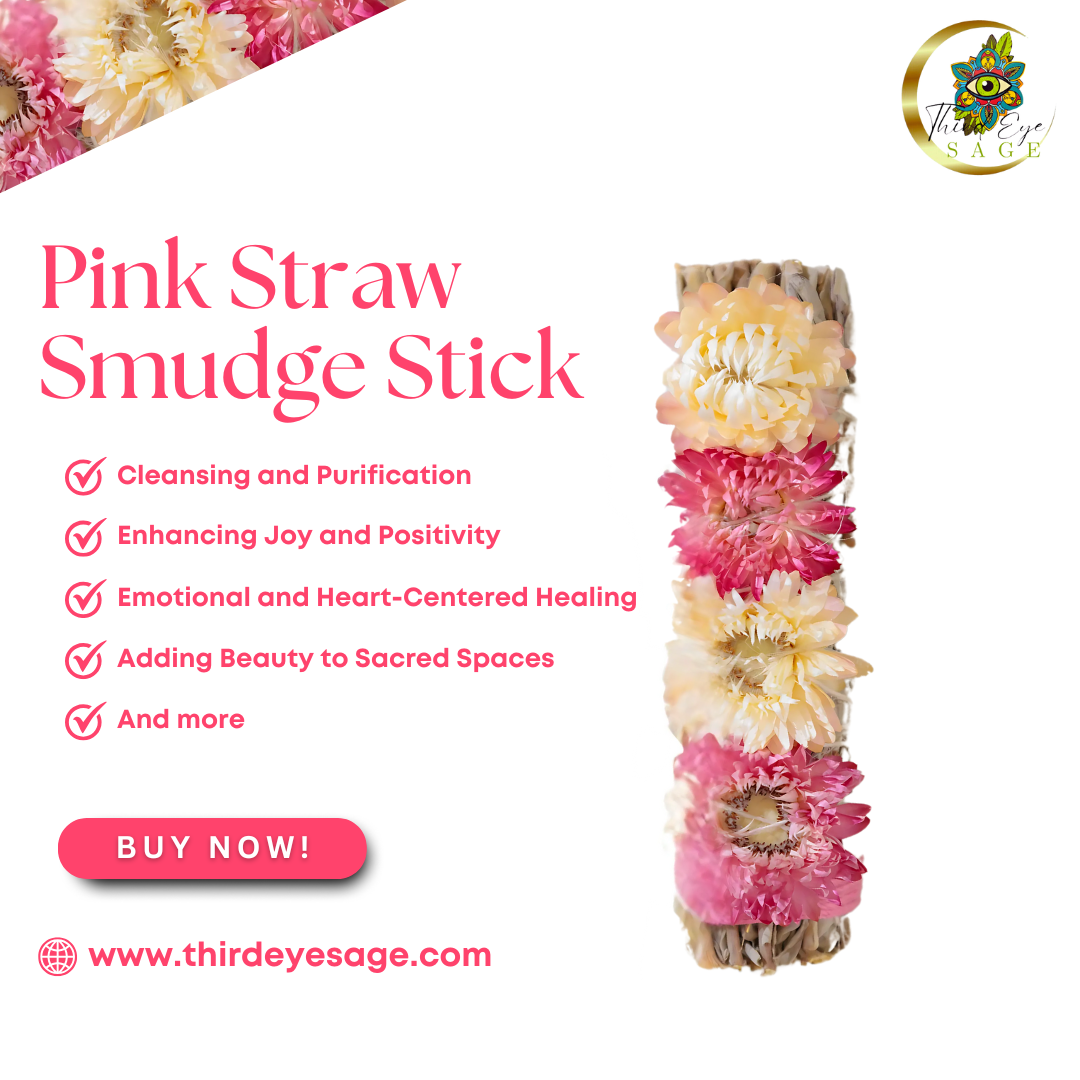 Elevate Your Space with Pink Straw Flowers & White Sage Smudge Sticks