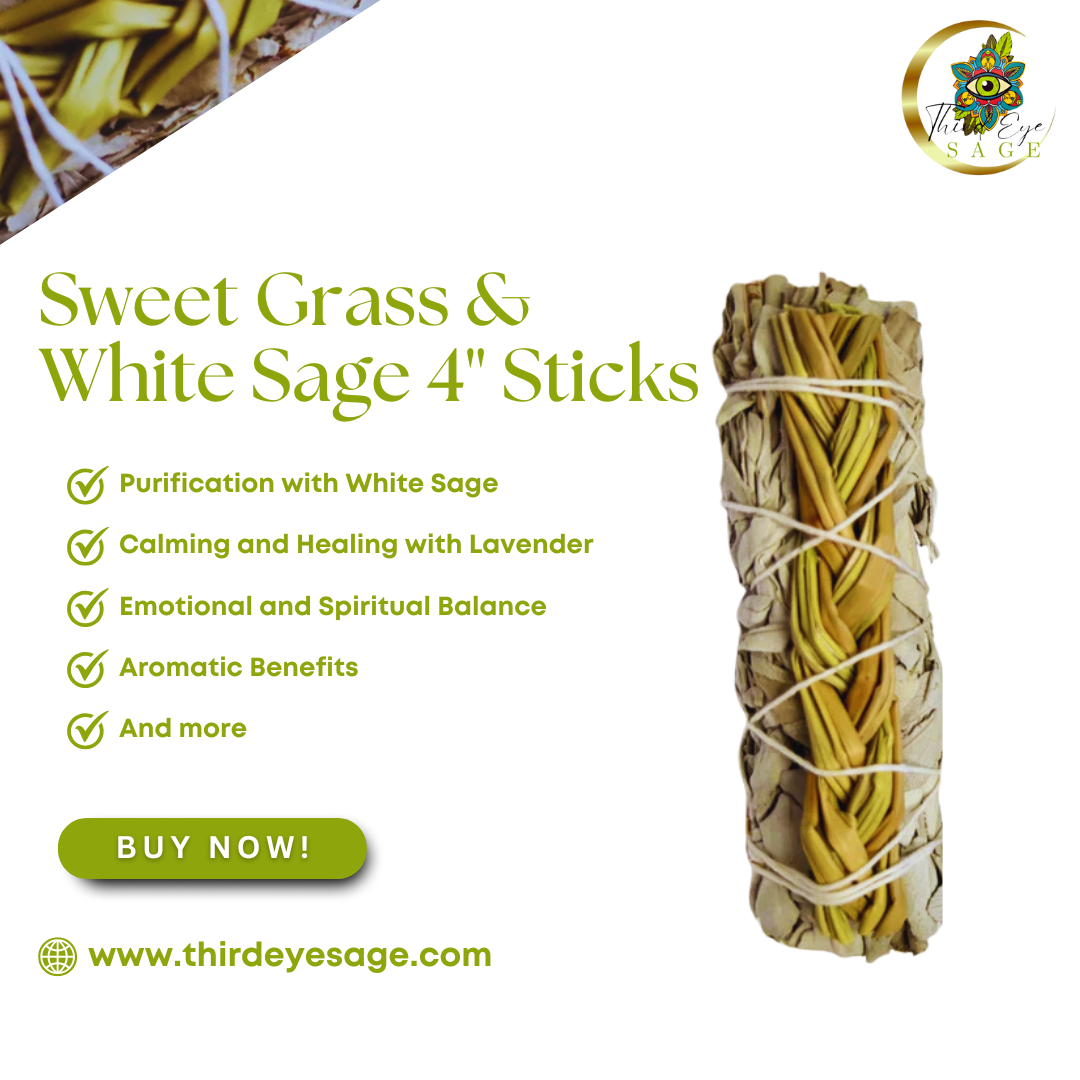 Harmonize and Cleanse with Our Sweet Grass & White Sage 4" Bundled Smudge Sticks