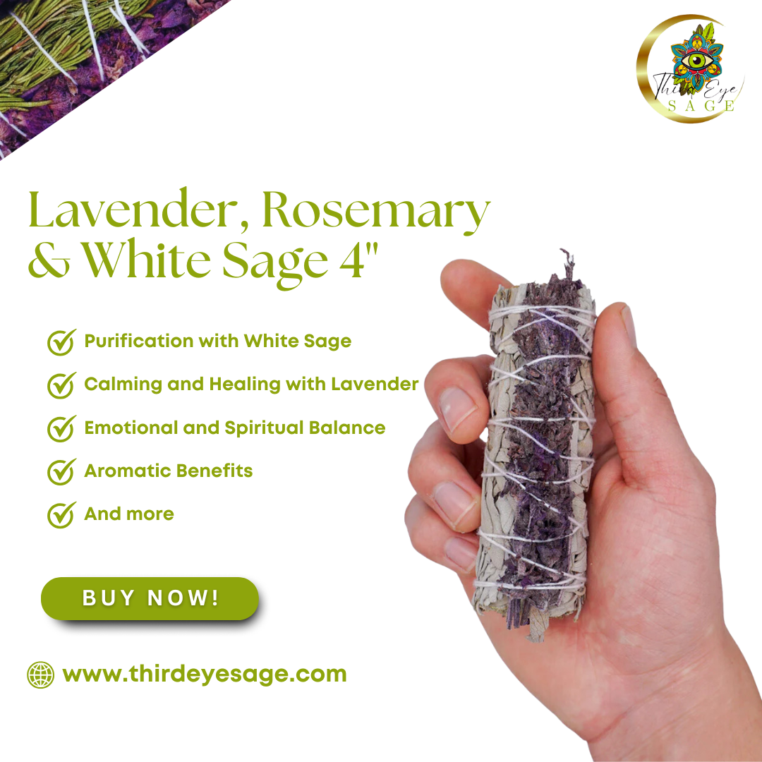 Embrace Tranquility with Our Lavender, Rosemary & White Sage Smudge Stick