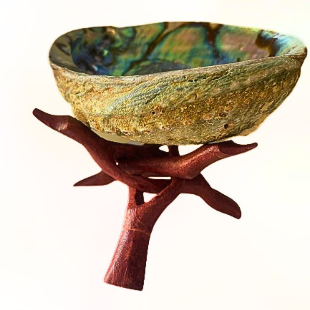 🪞✨  Wooden Tripod Stand: Stylish Home Décor Holder for Abalone Shell, Crystal Ball, Trinket Dish, Jewelry! ✨🌿