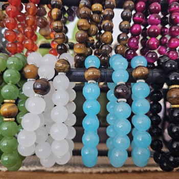Stacked Serenity 8mm Crystal Bead Bracelets – Tiger’s Eye Energy with Zodiac Aligned Stones for Protection, Balance, Strength, Clarity & Spiritual Healing