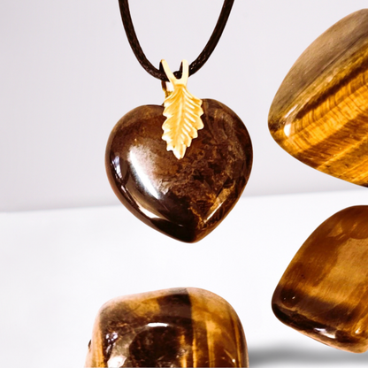 Heart Shaped Tiger's Eye Genuine Stone Pendant - Energizing Jewelry for Courage and Protection! 🌟🐅