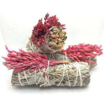Wholesale Celosia & White Sage Smudge Stick Bundles – Radiance & Purification Colorful Dried Flowers for Energy Cleansing and Spiritual Rituals