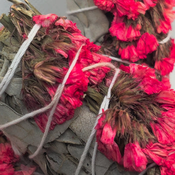 Wholesale Pink Sinuata and White Sage 4" Smudge Bundles - Calming Harmony