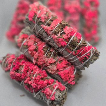 Pink Sinuata Flowers with White Sage