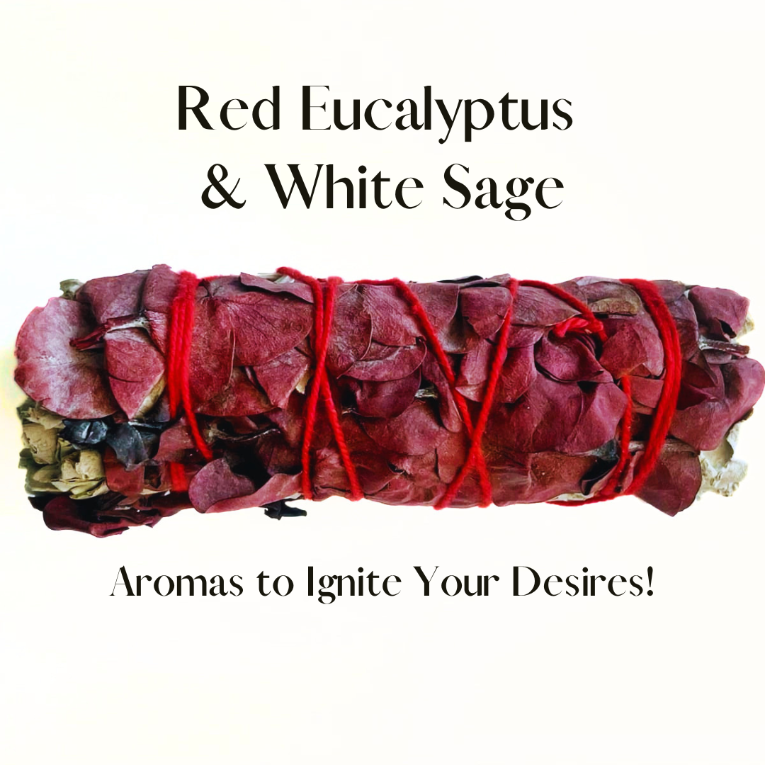 🔥🌿Red Eucalyptus & White Sage 4″ Bundled Smudge Sticks for Cleansing Bliss! 🌬️💖