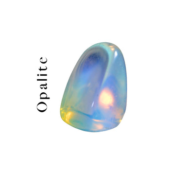 Polished Opalite tumbled stones with milky white and blue opalescent finish, available wholesale in bulk.