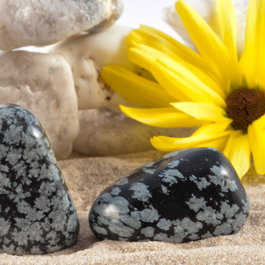 🌬️🖤 Snowflake Obsidian Tumbled Crystal Healing Stones: Embrace Balance and Clarity! 🌌✨