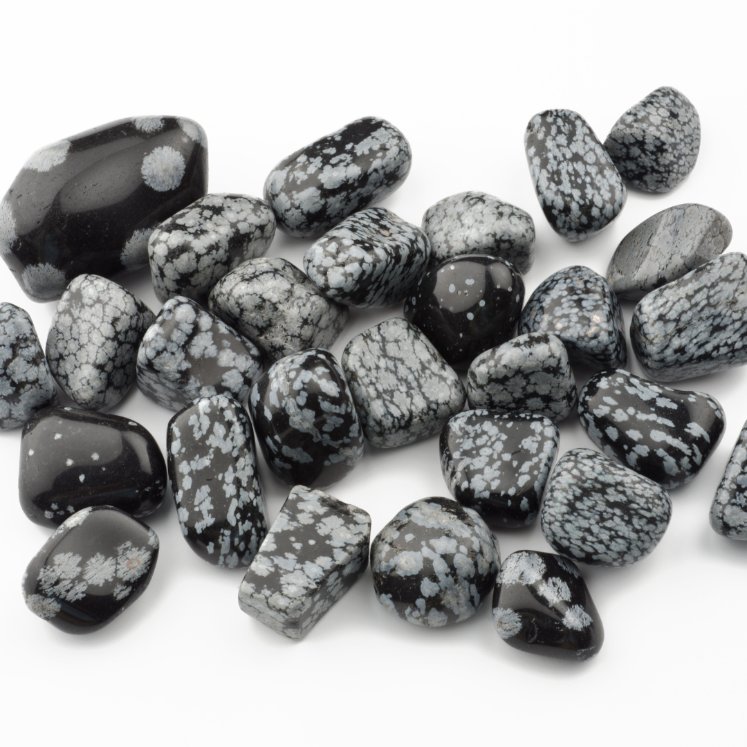 🌬️🖤 Snowflake Obsidian Tumbled Crystal Healing Stones: Embrace Balance and Clarity! 🌌✨