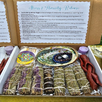 ✨🌿 (19-Piece) Stress and Anxiety Relief -  Ultra Healing Smudge Kit GIFT SET💆‍♂️🌈 Embrace Calmness