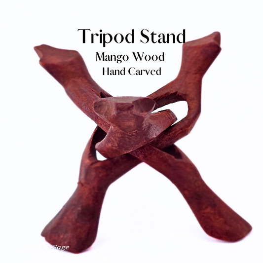 🪞✨  Wooden Tripod Stand: Stylish Home Décor Holder for Abalone Shell, Crystal Ball, Trinket Dish, Jewelry! ✨🌿